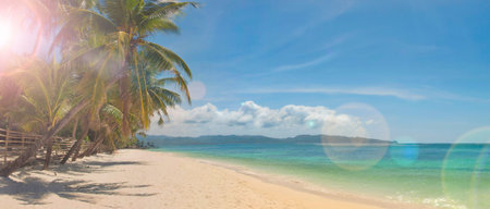 White beach on Boracay island on sunny day