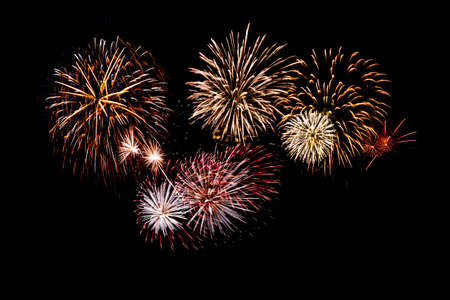 Isolated fireworks on black backgroundの写真素材