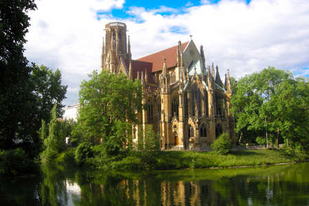 St. Johannes Church on Feuersee in Stuttgart, Germany.の写真素材