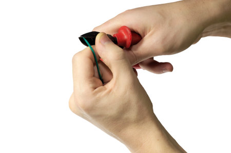 Engeneer hands scutting  wire