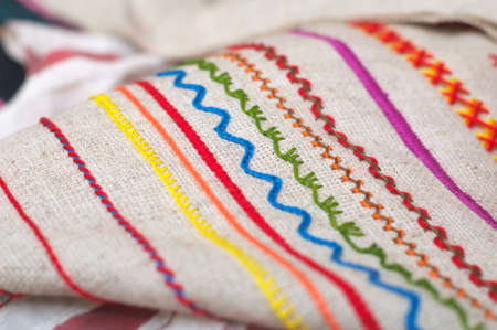 patterns on the fabric made by hand embroideryの写真素材