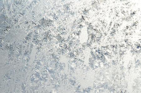 Winter severe frost pattern on glass window