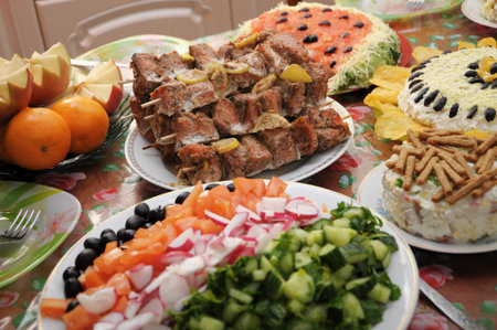 fish kebabs and other dishes  for celebrating Christmas