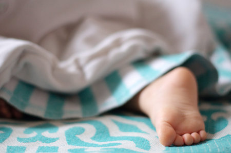 Sleeping peacefully baby child cute sweet  foot