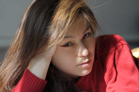 Asian beautiful girl portrait looking straight at camera
