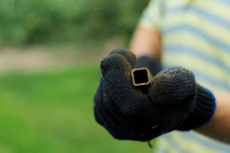 Stainless Steel Square Tube in Lateral Viewの写真素材