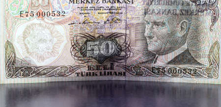 close-up Turkish banknote on a backgroundの写真素材