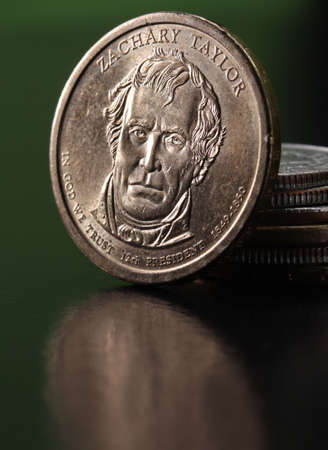 close-up coin dollar on a backgroundの写真素材