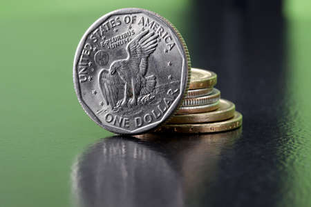 close-up coin dollar on a backgroundの写真素材