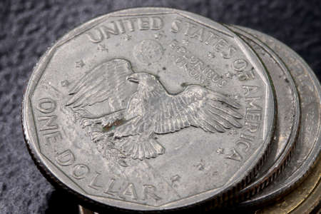 close-up coin dollar on a backgroundの写真素材