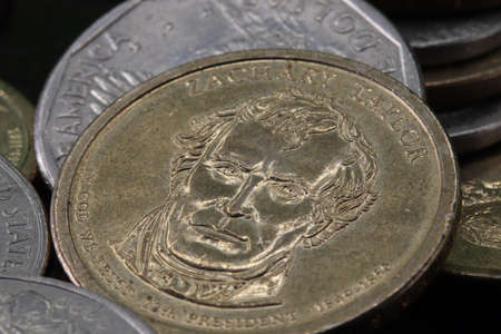 close-up coin dollar on a backgroundの写真素材