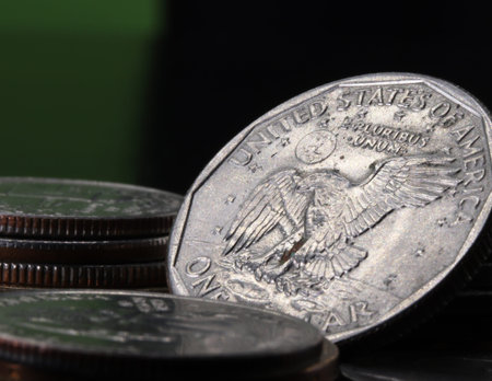 close-up coin dollar on a background