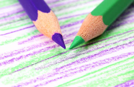 close-up colored crayons on a backgroundの写真素材