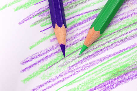 close-up colored crayons on a backgroundの写真素材