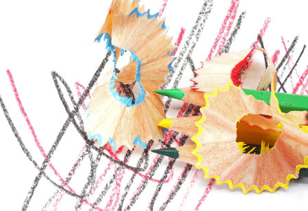 colored pencils and sharpener residues