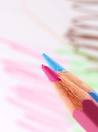 close-up colored crayons on a backgroundの写真素材