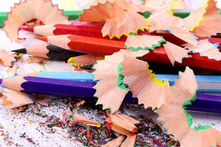 colored pencils and sharpener residues