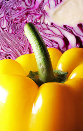 yellow bell pepper on a black backgroundの写真素材