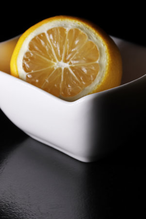 organic and fresh half a lemonの写真素材