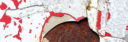 red and white painted old wall texture backgroundの写真素材