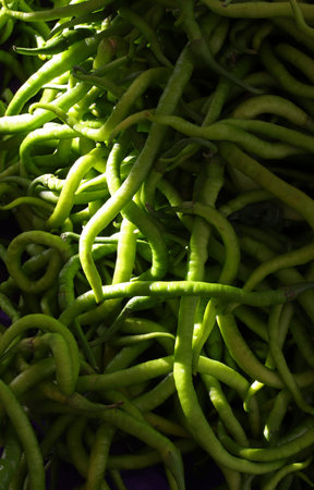 close-up of organic green peppers background