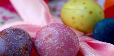 chocolate easter eggs and candies in a gift box