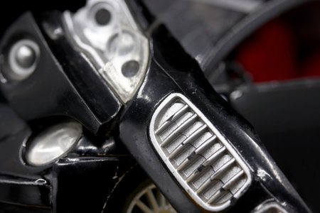 close-up detail of a crashed carの写真素材