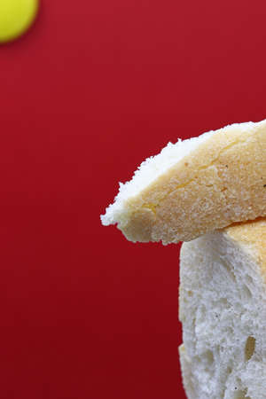 close-up of a slice of bread detailの写真素材