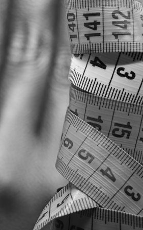 close-up black and white measuring tape on a background