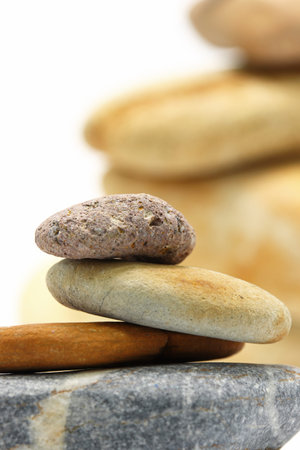 zen stones isolated on white backgroundの写真素材