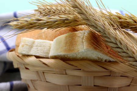 close-up bread and ears of wheatの写真素材