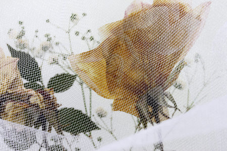 wedding bouquet of dry roses and flowersの写真素材