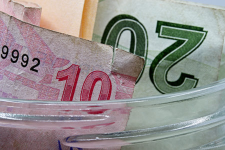 close-up Turkish lira banknote backgroundの写真素材