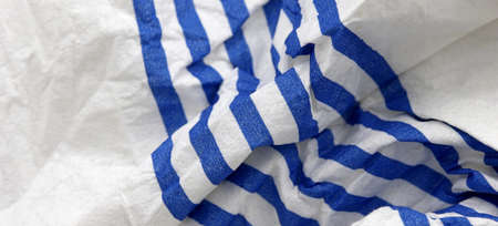 blue and white crumpled paper napkin backgroundの写真素材