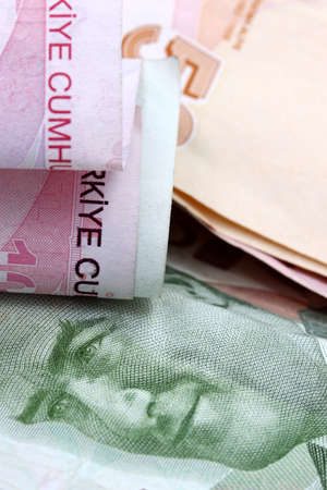 close-up Turkish lira banknote  backgroundの写真素材