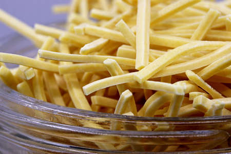 close-up homemade uncooked dry noodlesの写真素材