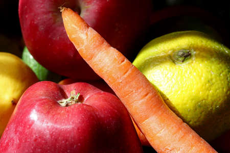 close-up organic fruits and vegetablesの写真素材