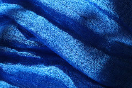 close-up blue fabric texture backgroundの写真素材