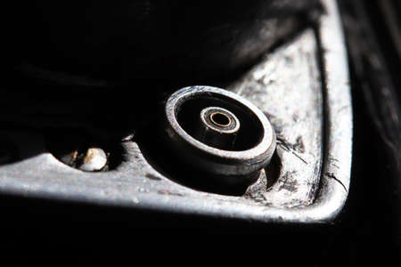 close-up detail of old cameraの写真素材