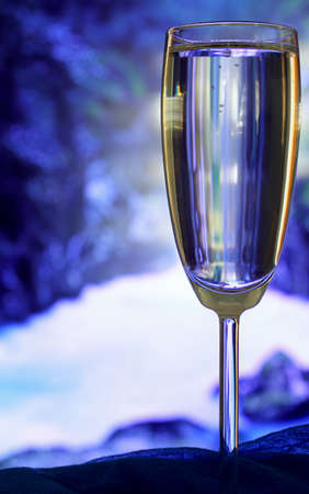 glass of water on colorful backgroundの写真素材