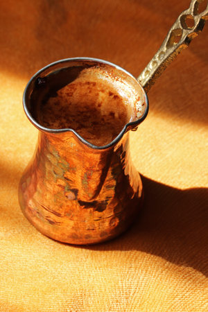 Turkish coffee in the coffeepotの写真素材