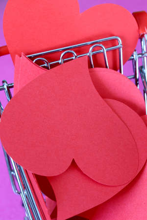 hearts on the  on the shopping cartの写真素材