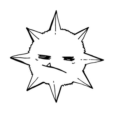 Angry, grumpy cute bacterias for corona virus, covid-19 illness. Vector illustration.のイラスト素材