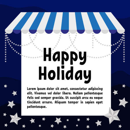Template for a postcard, poster or ad with a night canopy decorated with stars.のイラスト素材