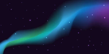 Magnificent Northern lights on a starry night. Vector illustration, all elements are easy to edit.のイラスト素材