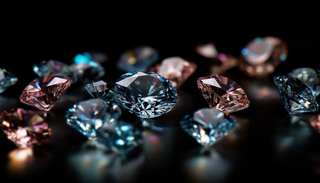 Brilliant diamonds on a black background. Jewelry background.の素材