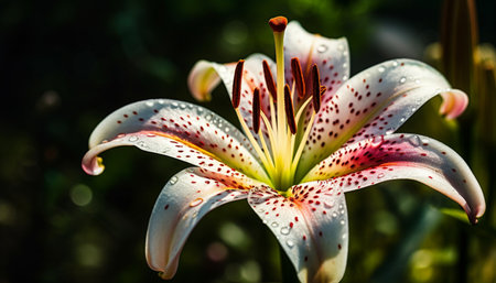 Beautiful lily flower with drops of water on petals.の素材