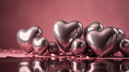 Valentine's day background with hearts. 3D illustration.の素材