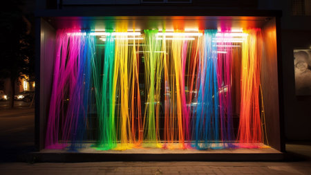 Colorful loom in the street at night. long exposure.の素材