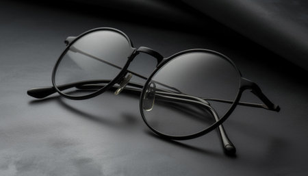 eyeglasses on a black background close-up. tintedの素材